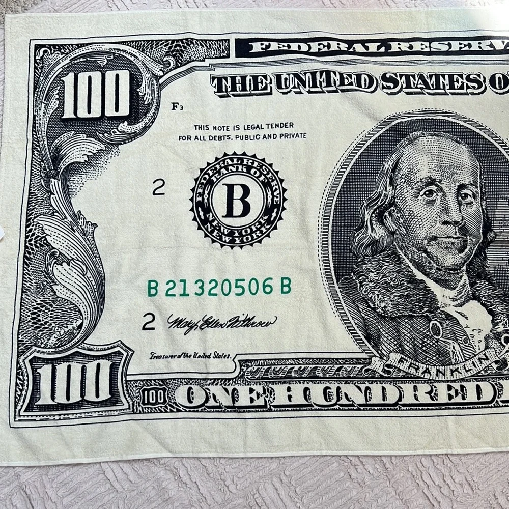 $100 bill beach or bath towel by Kaufman, 100% cotton, New with tags
